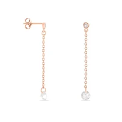 Boucles D'oreilles Pendantes Constantin Argent Rose Oxyde De Zirconium