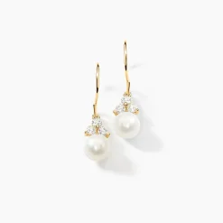 Boucles D'oreilles Pendantes Taissia Or Jaune Perle De Culture