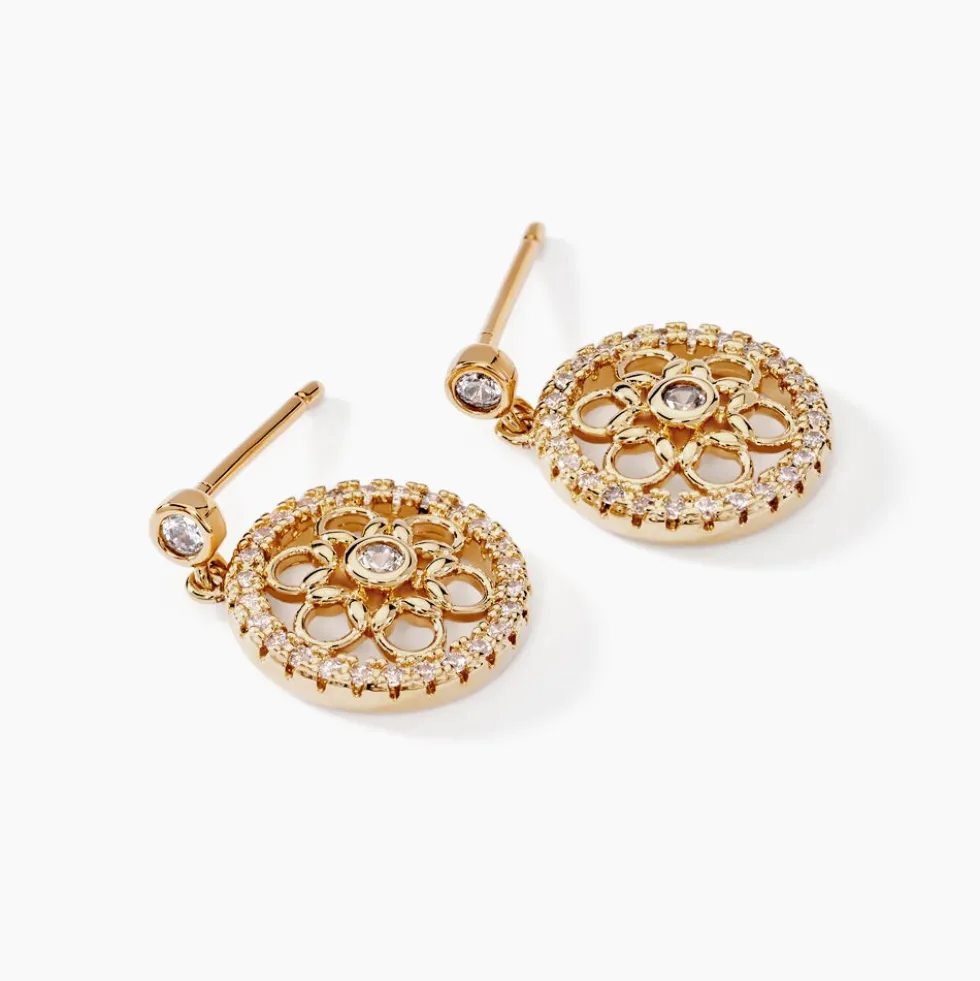 Boucles D'oreilles Pendantes Danya Plaqué Or Doré Oxyde De Zirconium