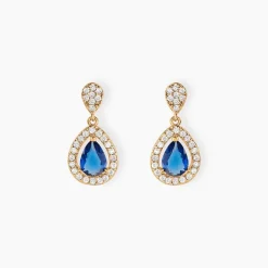Boucles D'oreilles Pendantes Brigita Plaqué Or Pierre De Synthese