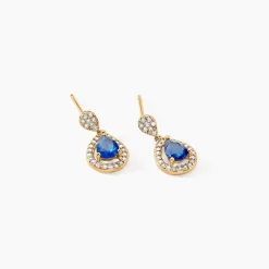 Boucles D'oreilles Pendantes Brigita Plaqué Or Pierre De Synthese