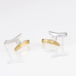 Boucles D'oreilles Pendantes Ascagne Or Bicolore Oxyde De Zirconium