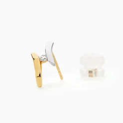 Boucles D'oreilles Pendantes Ascagne Or Bicolore Oxyde De Zirconium