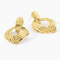 Boucles D'oreilles Pendantes Estefany Acier Inoxydable Doré