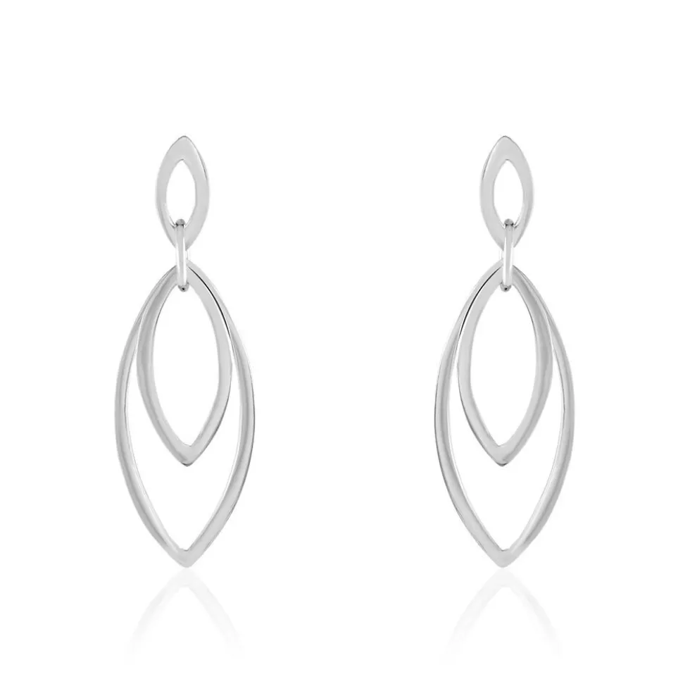 Boucles D'oreilles Pendantes Toupie Argent Blanc