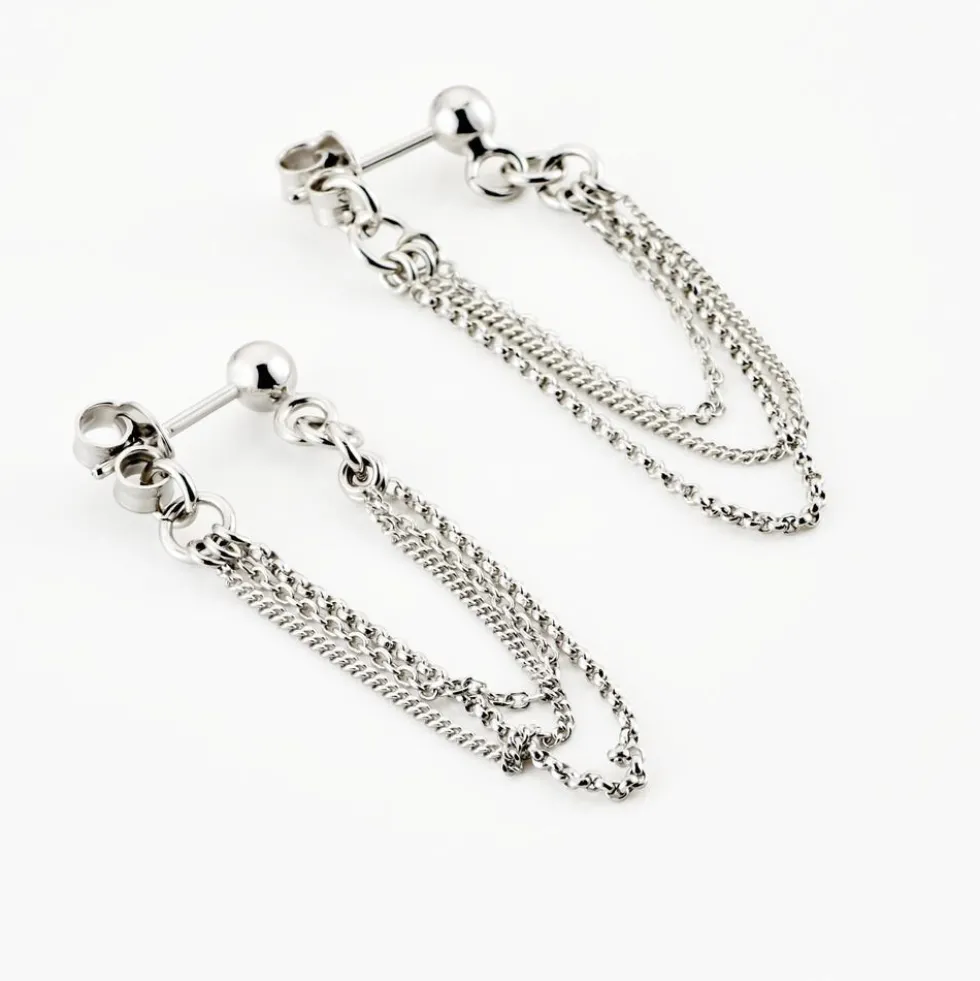 Boucles D'oreilles Pendantes Argent Blanc Novia