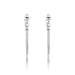 Boucles D'oreilles Pendantes Argent Blanc Novia