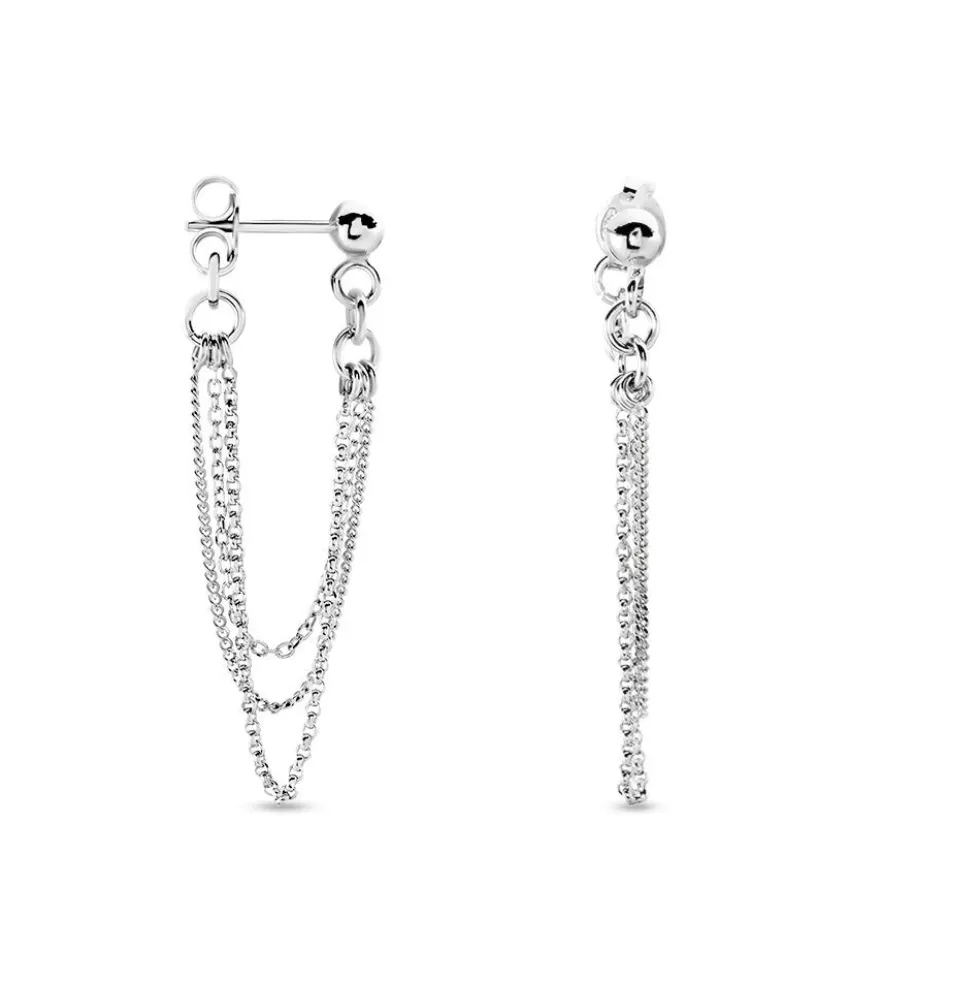 Boucles D'oreilles Pendantes Argent Blanc Novia