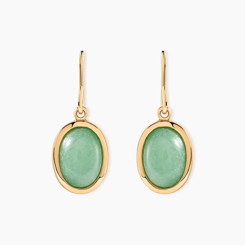 Boucles D'oreilles Pendantes Veina Plaqué Or Jaune Aventurine