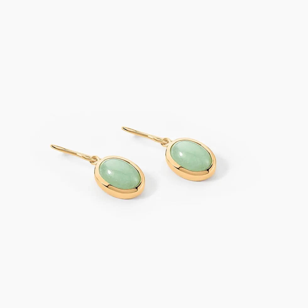 Boucles D'oreilles Pendantes Veina Plaqué Or Jaune Aventurine