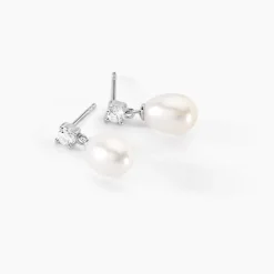 Boucles D'oreilles Pendantes Dolores Argent Perle De Culture Et Oxyde