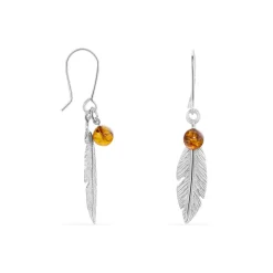 Boucles D'oreilles Pendantes Argent Blanc Adriane Ambres