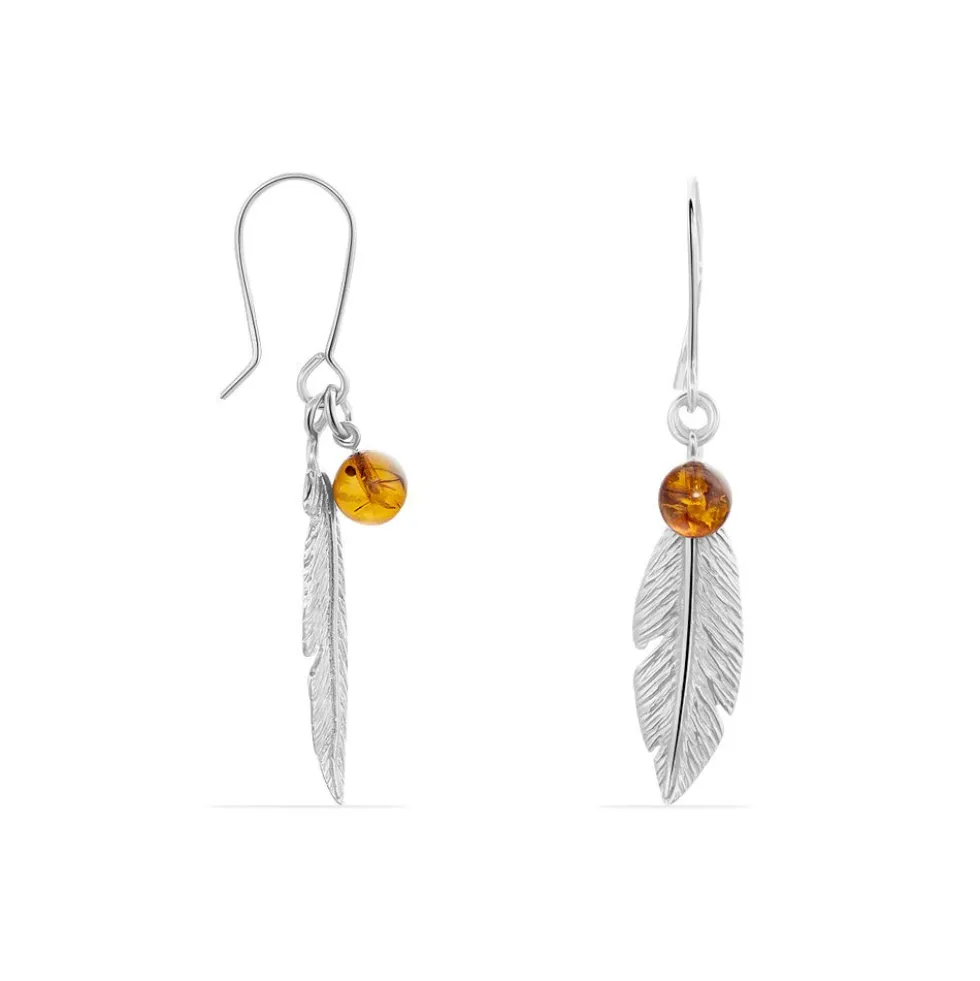 Boucles D'oreilles Pendantes Argent Blanc Adriane Ambres