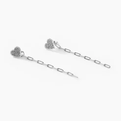 Boucles D'oreilles Pendantes Etincelante Argent Blanc