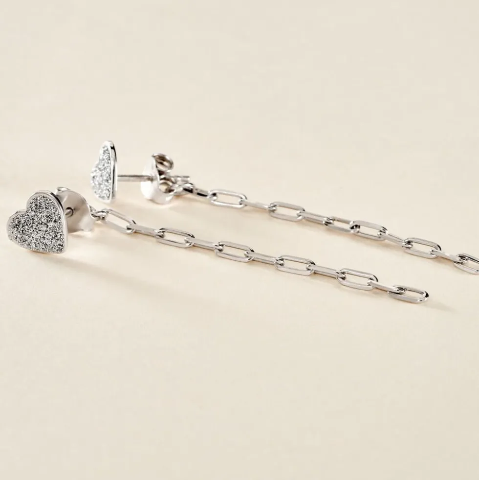 Boucles D'oreilles Pendantes Etincelante Argent Blanc