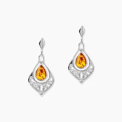 Boucles D'oreilles Pendantes Doralyn Argent Blanc Ambre