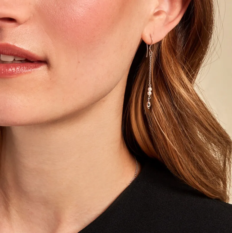 Boucles D'oreilles Pendantes Felisia Argent Blanc Cristaux Swarovski