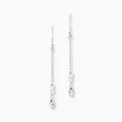 Boucles D'oreilles Pendantes Felisia Argent Blanc Cristaux Swarovski