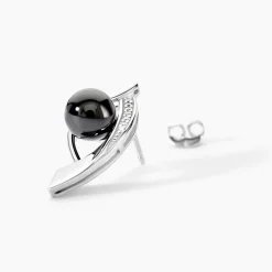 Boucles D'oreilles Pendantes Sharon Argent Blanc Céramique Et Oxyde
