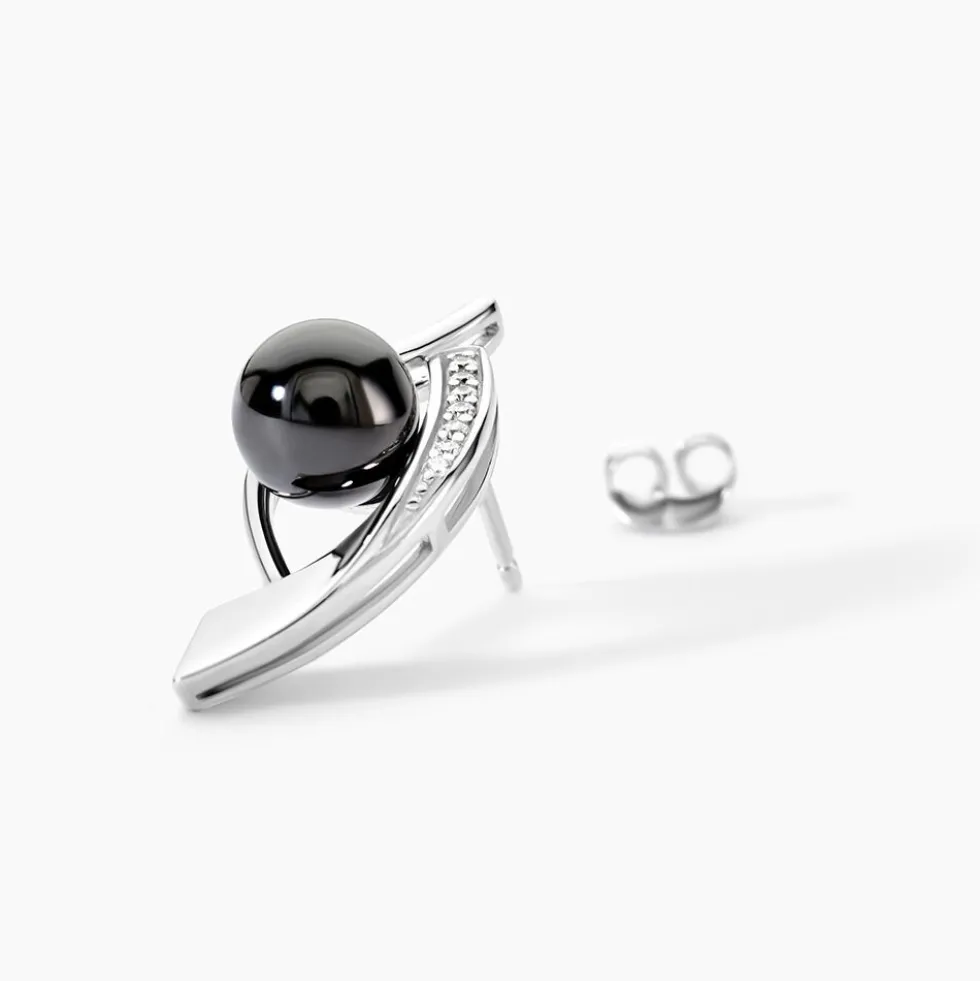 Boucles D'oreilles Pendantes Sharon Argent Blanc Céramique Et Oxyde