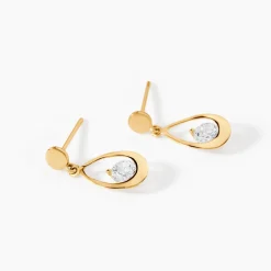 Boucles D'oreilles Pendantes Phaenna Or Jaune Oxyde De Zirconium