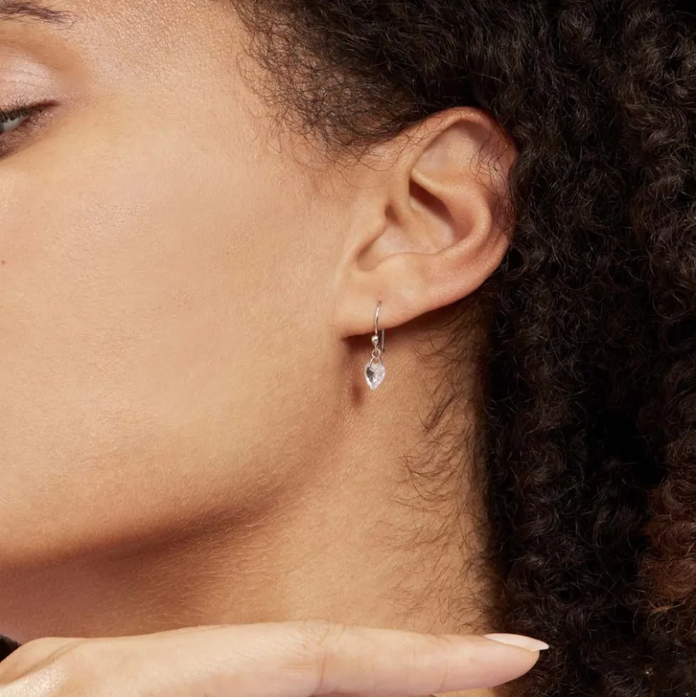 Boucles D'oreilles Pendantes Argent Blanc Sopher Oxydes De Zirconium