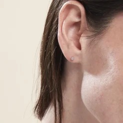 Boucles D'oreilles Puces Allison Argent Blanc Oxyde De Zirconium