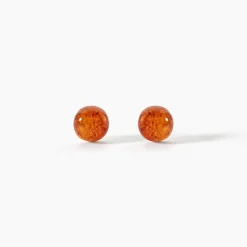 Boucles D'oreilles Puces Argent Blanc Brunhilld Ambre