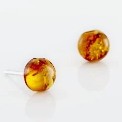Boucles D'oreilles Puces Argent Blanc Brunhilld Ambre