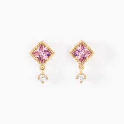 Boucles D'oreilles Puces Azel Plaqué Or Jaune Oxyde De Zirconium