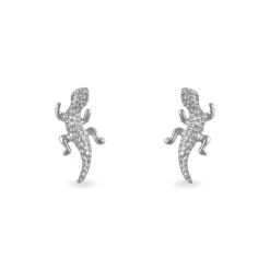 Boucles D'oreilles Puces Azzedine Salamandre Or Blanc