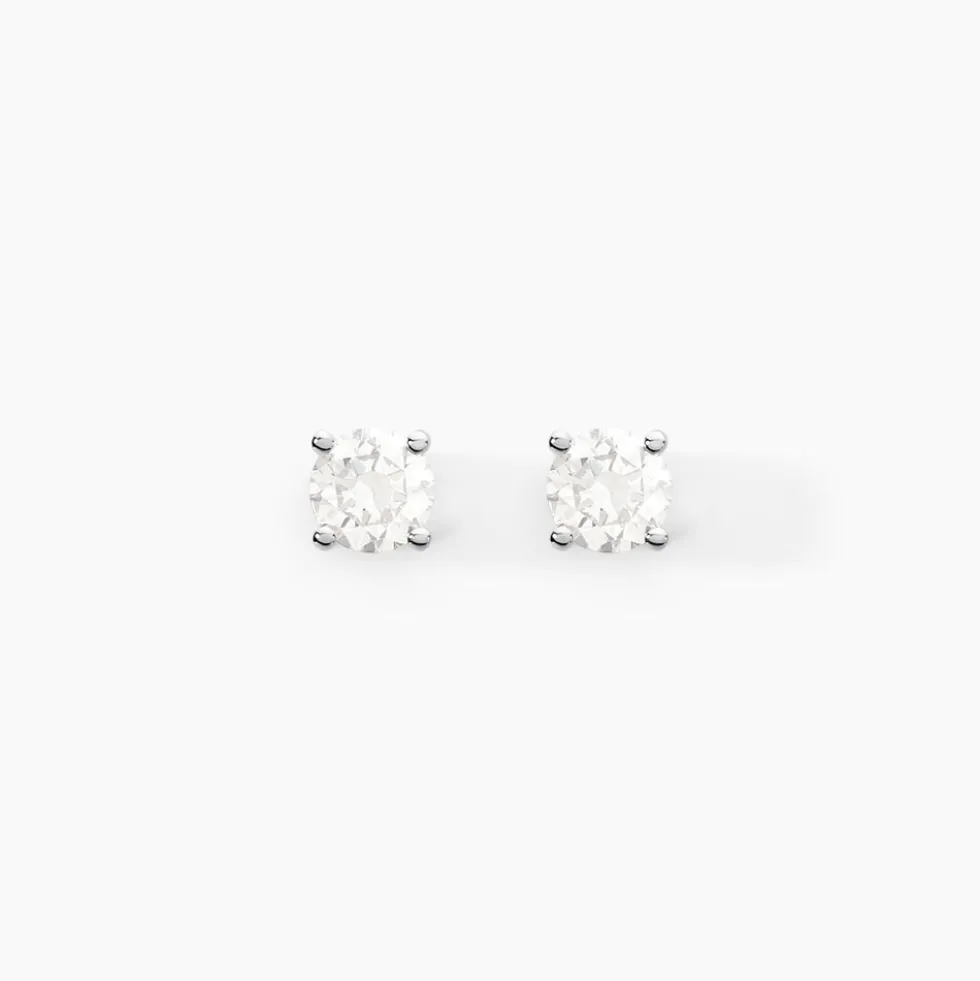 Boucles D'oreilles Puces Aphrodite Or Blanc Diamant