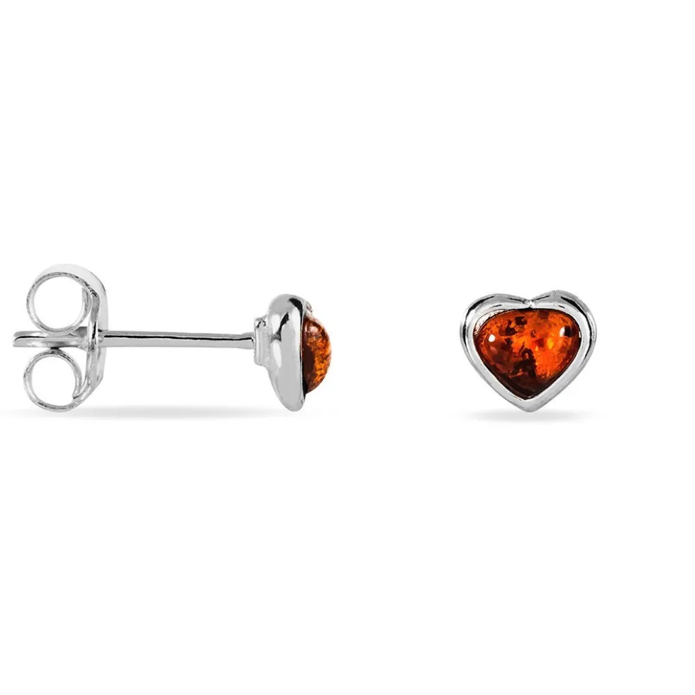 Boucles D'oreilles Puces Argent Blanc Delvinaae Ambre
