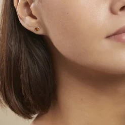 Boucles D'oreilles Puces Argent Blanc Delvinaae Ambre