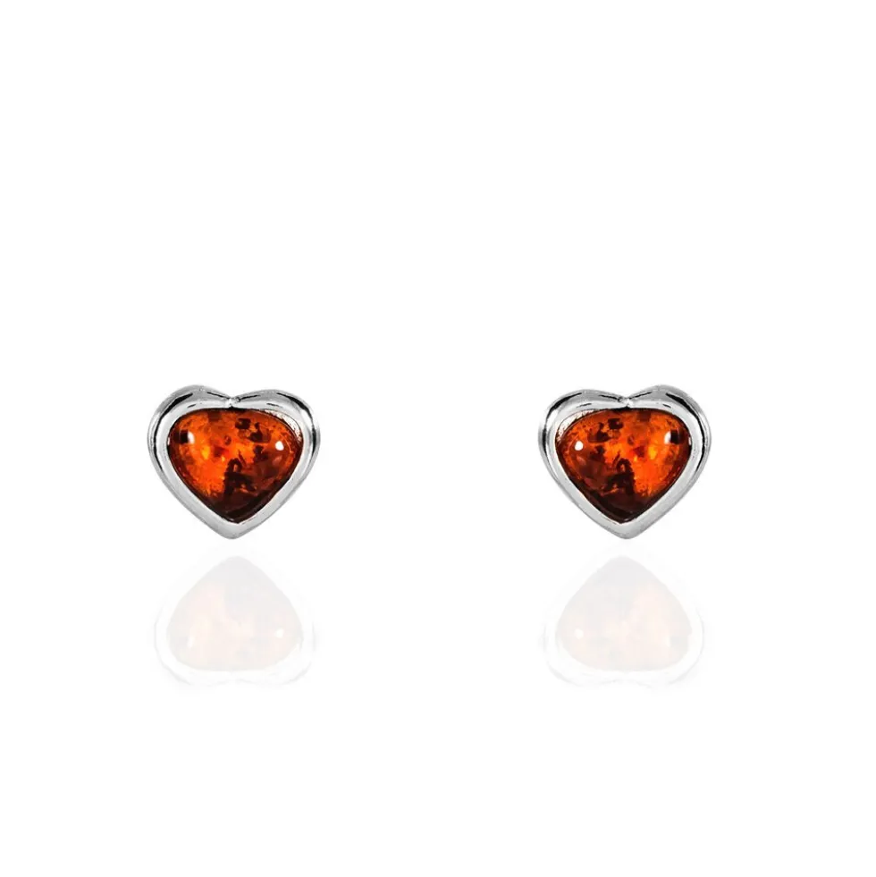 Boucles D'oreilles Puces Argent Blanc Delvinaae Ambre