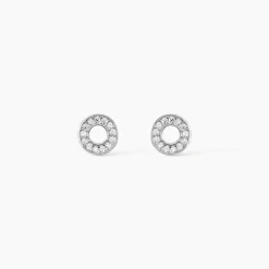 Boucles D'oreilles Puces Argent Blanc Eujen Oxydes De Zirconium