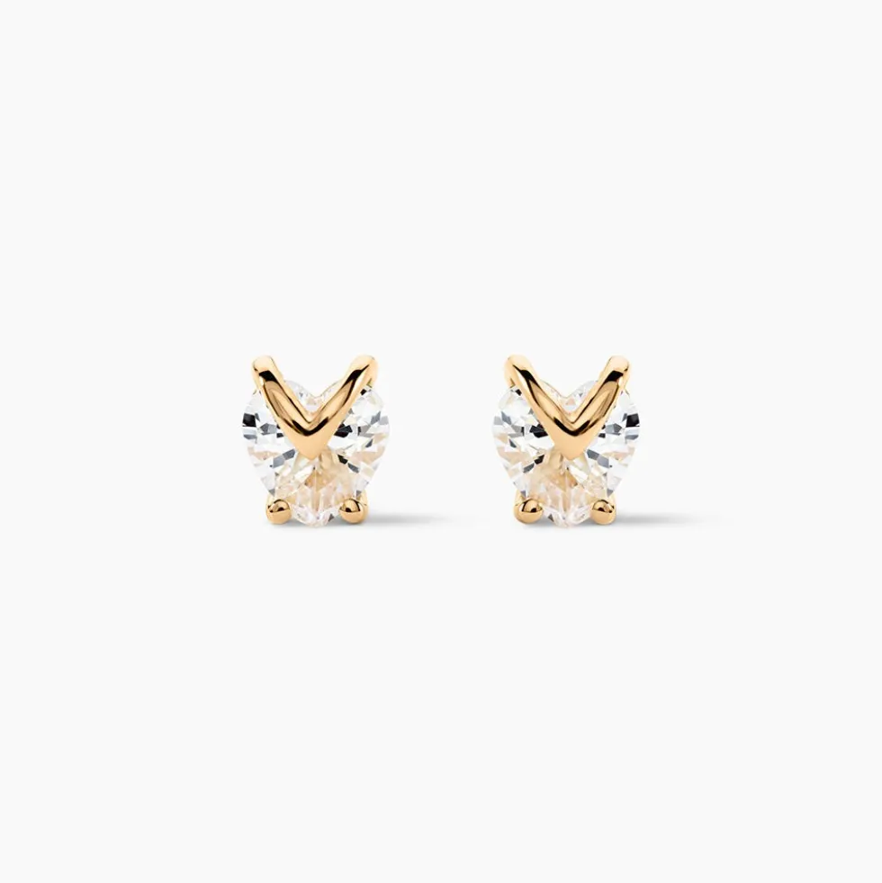 Boucles D'oreilles Puces Abelinia Plaqué Or Jaune Oxyde De Zirconium
