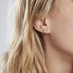 Boucles D'oreilles Puces Abelinia Plaqué Or Jaune Oxyde De Zirconium