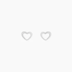 Boucles D'oreilles Puces Anne-maudae Coeurs Or Blanc