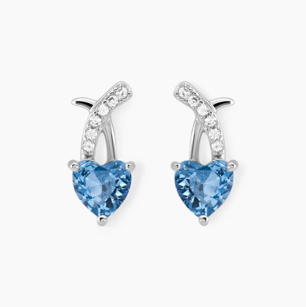 Boucles D'oreilles Puces Avalon Argent Blanc Oxyde De Zirconium