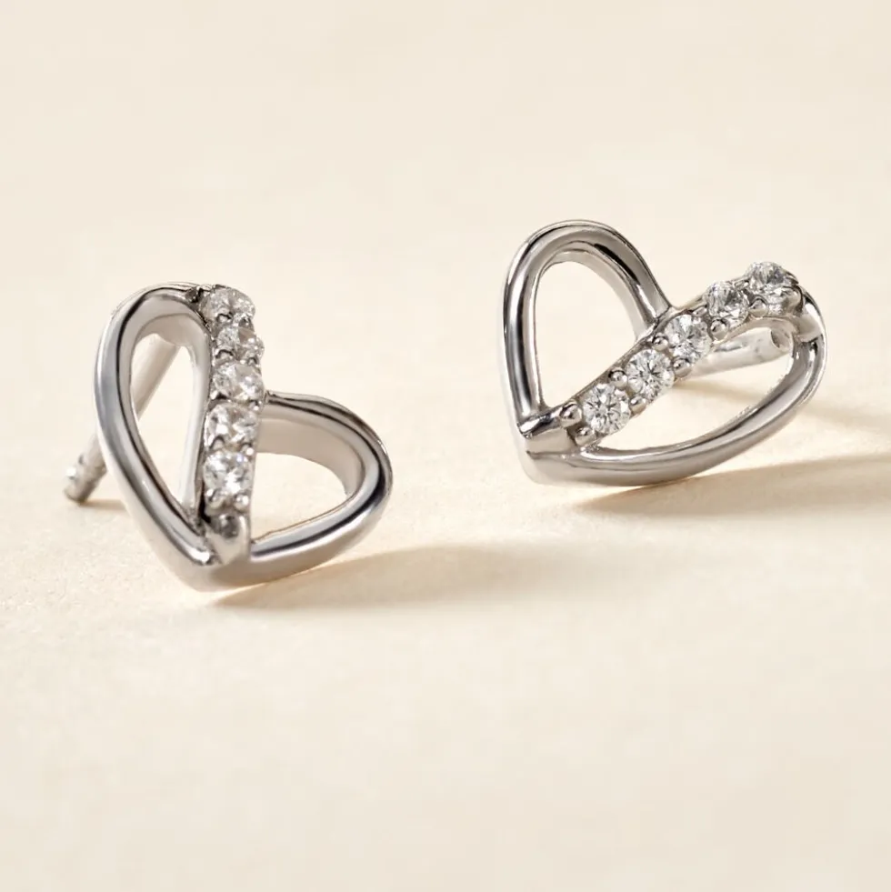 Boucles D'oreilles Puces Arika Argent Blanc Oxyde De Zirconium