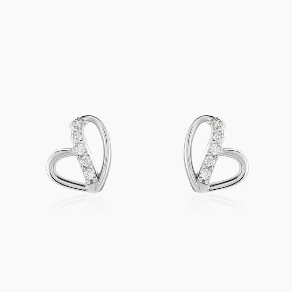 Boucles D'oreilles Puces Arika Argent Blanc Oxyde De Zirconium