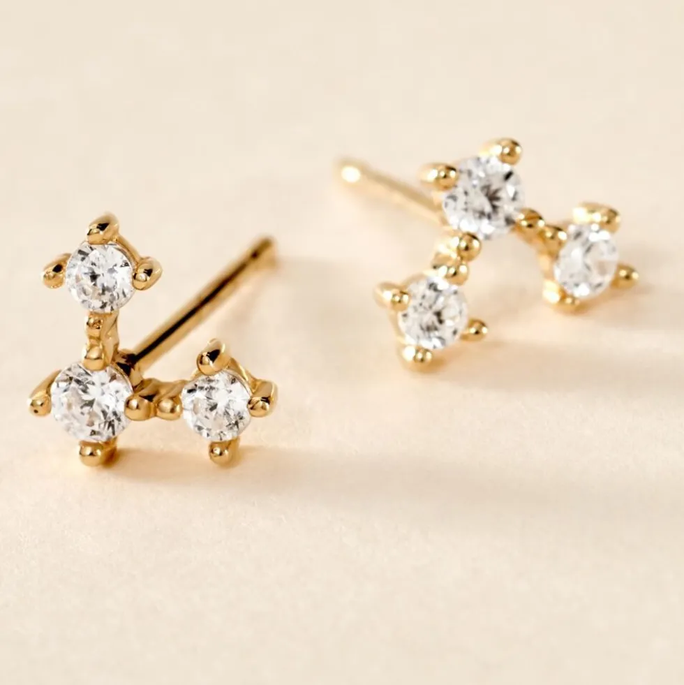 Boucles D'oreilles Puces Athanas Or Jaune Oxyde De Zirconium