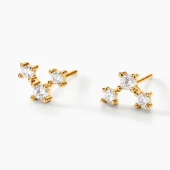 Boucles D'oreilles Puces Athanas Or Jaune Oxyde De Zirconium