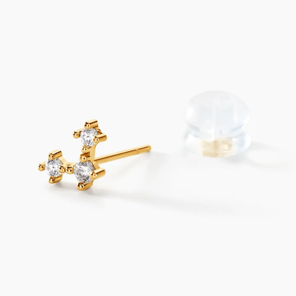 Boucles D'oreilles Puces Athanas Or Jaune Oxyde De Zirconium