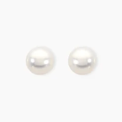 Boucles D'oreilles Puces Akoya Or Jaune Perle De Culture D'akoya