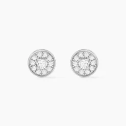 Boucles D'oreilles Puces Auxana Argent Blanc Oxyde De Zirconium