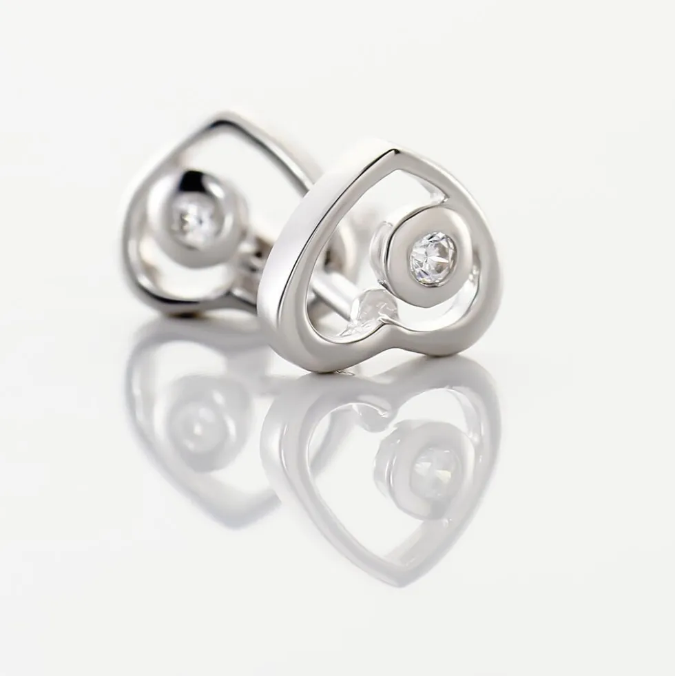 Boucles D'oreilles Puces Ashley Argent Blanc Oxyde De Zirconium