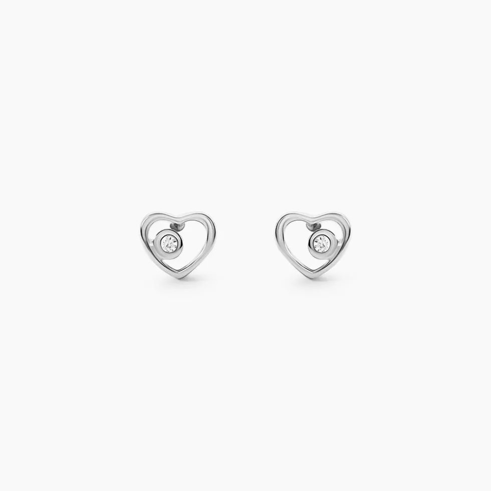 Boucles D'oreilles Puces Ashley Argent Blanc Oxyde De Zirconium