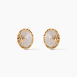 Boucles D'Oreilles Puces Astria Plaqué Or Jaune Nacre